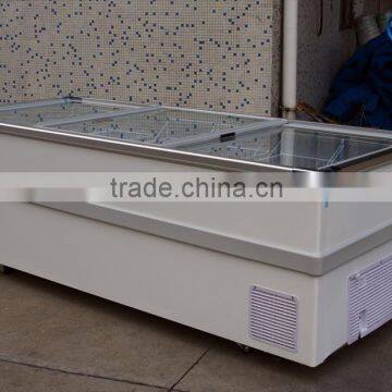 1100L Low energy glass door display meat chest freezer showcase can OEM