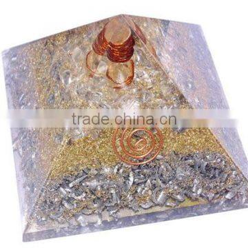 Crystal Quartz Orgonite Aluminium Layer Pyramid With Crystal Point : Wholesale Orgone Products photo-3