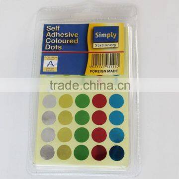 self adhesive coloured dots paper labels sticker/strong adhesive paper label sticker