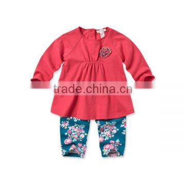 DB664 dave bella 2014 fall/winter printed long sleeve baby clothing sets for girl wholesale printed sets baby clothing sets