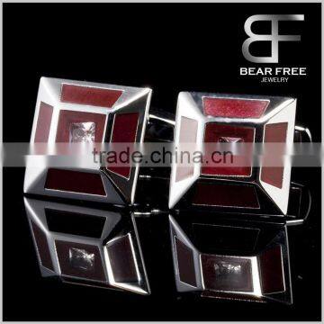 Fashion Jewelry Red Color Enamel Cufflinks CZ crystal Inlay