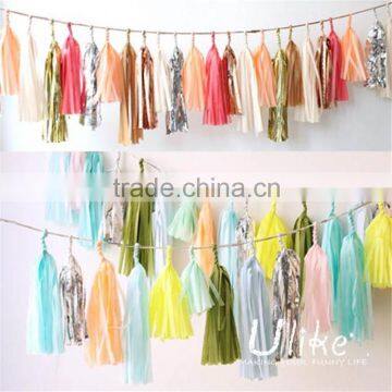 Bulk Diy Tissue Tassel Garland Elegant Colorful Gold and Silver Outdoor Foil and Tissue Outdoor Tinsel Garland photo-5