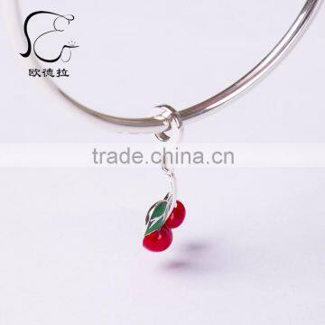 Leaves Enamel Silver Initial Letter Pendant photo-2