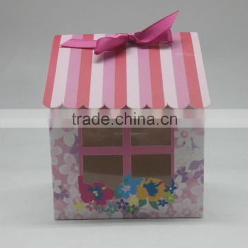 House folding boxes with Red satin Ribbon