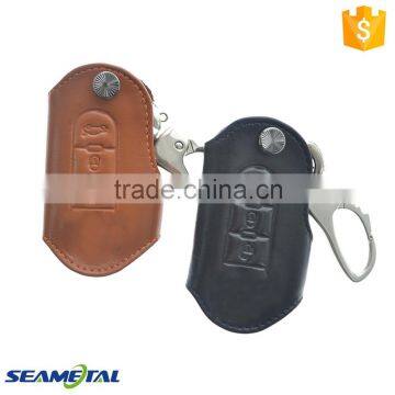 Car Genuine Leather Remote Key Cover Case For Fiat 500 3 Button Interior Accessories