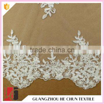 HC-6165-1 Hechun Fancy Latest Fashion Beading White Stretch Bridal Lace Fabric photo-4