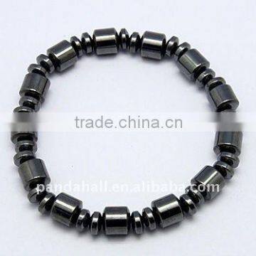 Magnetic Hematite Bracelets, Black, Size: about 54mm inner diameter, beads: about 6~8mm in diameter(BJEW-Q025-1)