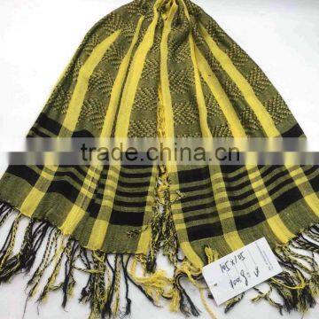 WLHH0619-14 100%Viscose yellow houndstooth fashion arab scarf shemagh