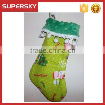 V-288 Cat kitty christmas stocking gift decoration with pom pom christmas hanging ornaments