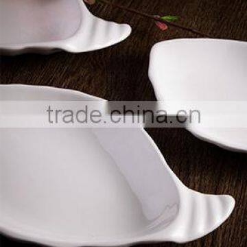 Ceramic Dinner Bamboo Shoots Shape White Irregular Plate for Restaurant Wedding Home photo-4