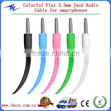 Colorful 3.5mm Male to Male Aux Stereo Flat Car Audio Cable for Mobile Devices