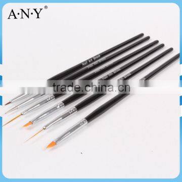 ANY Nail Design Care Cheap Black Wood Handle 6PCS Nail Brush Art Set