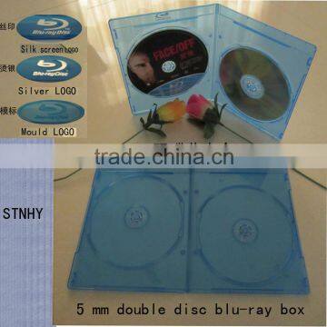 5mm bluray double dvd case with Print Blu-ray logo