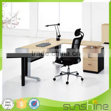 HT-ED19 Sunshine Furniture White Color Metal Frame Manager Office Desk With Round Corner photo-3