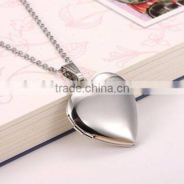 Custom New Stainless Steel Lady Heart Locket Pendant Necklace