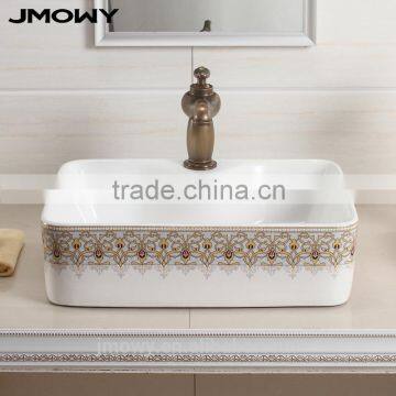 bathroom sink art basin washing basin ceramic basin colourfull flower