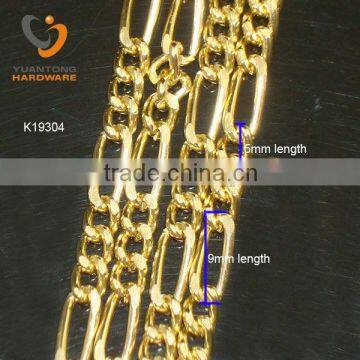 9mm length gold color 1:3 link chain aluminum chain