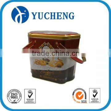 2014 new design large custom metal tin box with handle