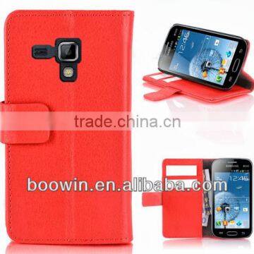 For dark pink Galaxy Trend Duos S7562 /s7560 wallet leather case high quality factory's price