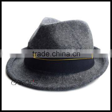 Hot Sale Wool Felt Outdoor Trilby Hat With Black Ribbon Men Trilby Wool Felt Fez Waterproof Hat photo-2