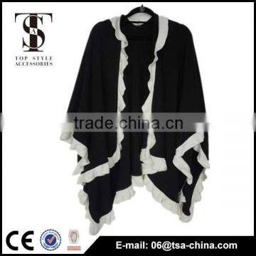 Solid Color Cheap Wholesale black and white margin acrylic Shawl