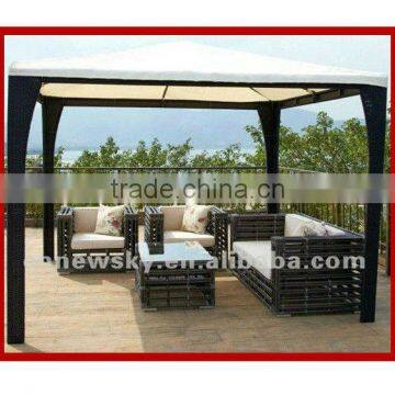 Antique Alu frame round PE rattan Patio garden sofa furniture set/used poly restaurant furniture design