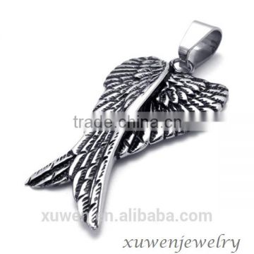 feather shape enamel 316l stainless steel custom metal pendant