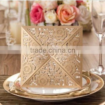 Free sample customized Art craft lace wedding greeting cards with ribbon