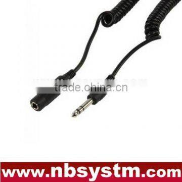 6.35mm stereo plug to 6.35mm stereo jack coiled cord