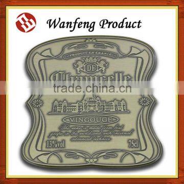 China manufacture of metal tin label ,decorative wine label ,lighter label