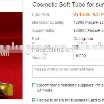 Cosmetic Soft Tube for sun cream