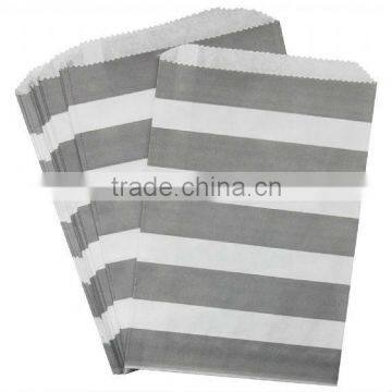 Gray and white wide Horizontal Stripe food grade paper bags