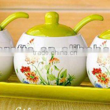 ceramic canister tea coffee sugar set with ceramic plate