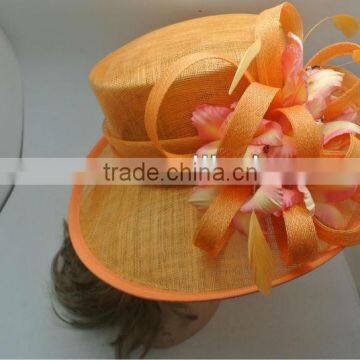 Sinamay wedding hats with feather decoration