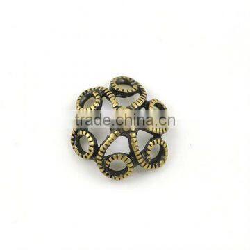 10mm antique bronze flower shaped metal jewelry caps, large hole bead cap