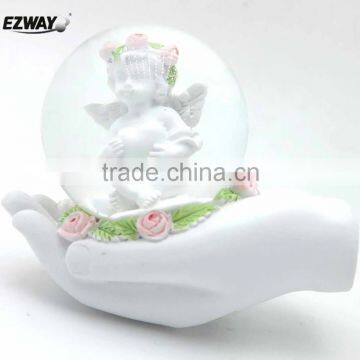 Resin custom made white angel snow water globe