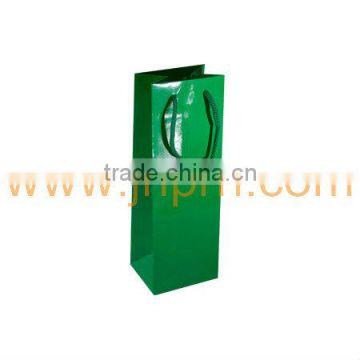 Gross green wine bottle bags with hand length rope handle supplier