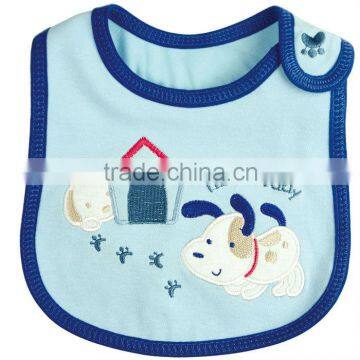 100%cotton plain baby bib with embroidery