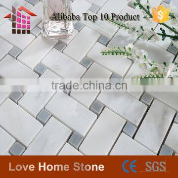 Carrara white natural stone earrings marble mosaic