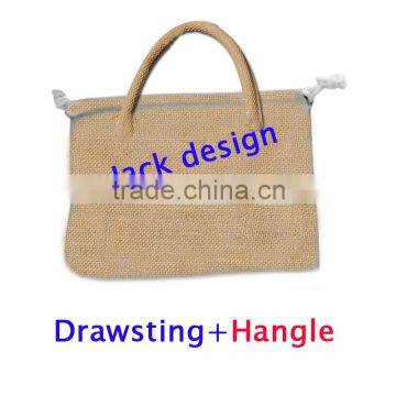 Wholesale Monogrammable Drawsting and hangle both way jute bag