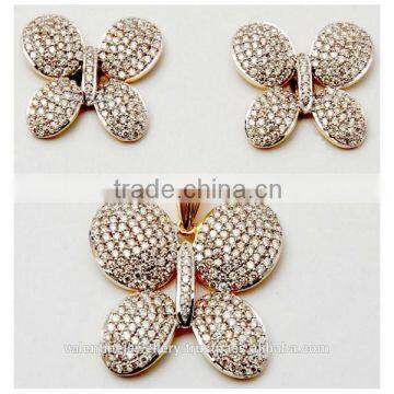 Diamond Butterfly Pendant Set