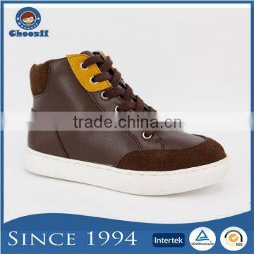 2016 Wholesale Kids Lace-up Brown and Yellow Mix Color Casual Shoes
