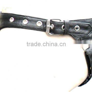 LAMBS LEATHER SPIKED BONDAGE JOCKS THONG BRIEFS Posing Pouch photo-3