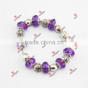 Fashion Purple Charms Glass Beads Bracelet Jewelry Gifts (ALK60229)