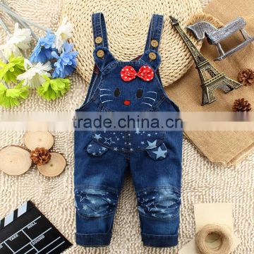 Hot selling children jeans denim overalls , girls wearing overalls