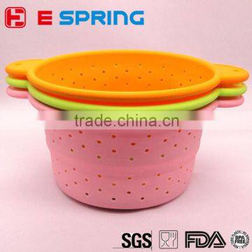 Food Grade High Quality Silicone Collapsible Colander Folding Silicone Bowl Home Tool Kitchen