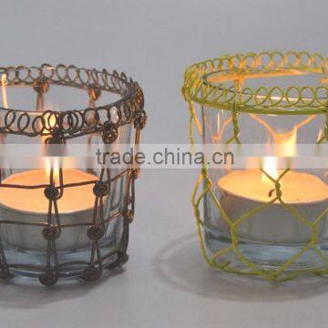 Decorative Glass Tea light candle Holders in various finishes IHA055