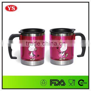 450ml customized food grade stainless steel thermal mug with handle