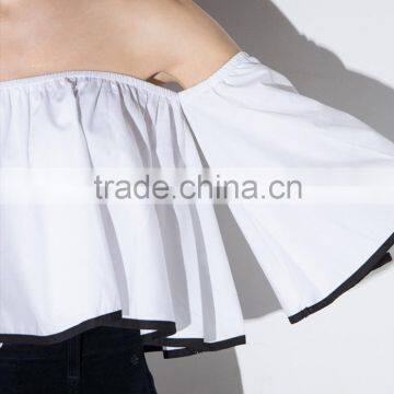 Women's Off Shoulder 1/2 Sleeve Loose Short Tops Blouse Shirt photo-5