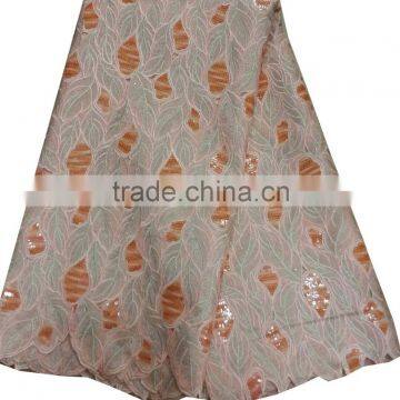 African organza lace with sequins embroidery CL8196-7orange